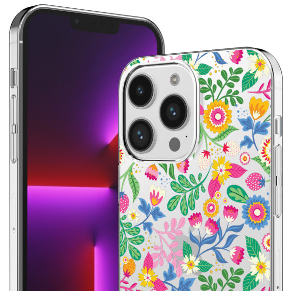 iPhone 13 Pro Max transparant telefoonhoesje met bloemen opdruk (2)