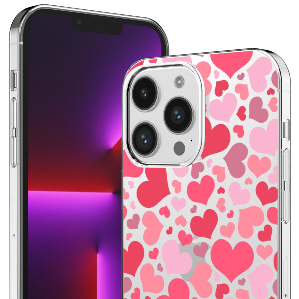 iPhone 13 Pro Max transparant telefoonhoesje met hartjes opdruk (2)