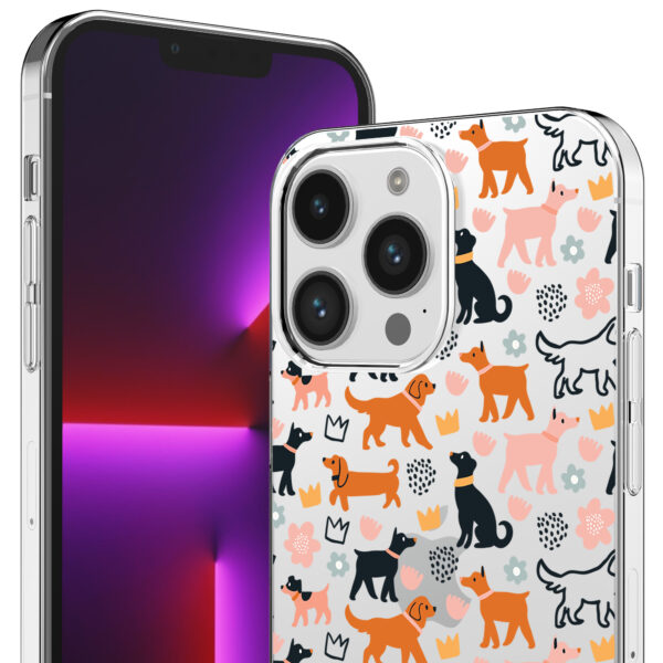 iPhone 13 Pro Max transparant telefoonhoesje met honden opdruk (2)