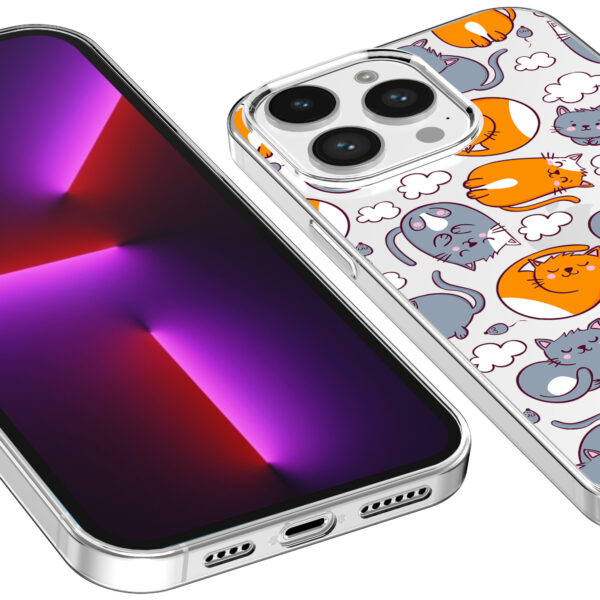 iPhone 13 Pro Max transparant telefoonhoesje met katten en poezen opdruk (3)