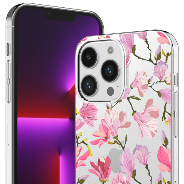 iPhone 13 Pro Max transparant telefoonhoesje met orchidee bloemen opdruk (2)