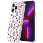 iPhone 13 Pro Max transparant telefoonhoesje met paars roze oranje vlinder opdruk (1)