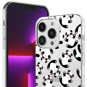 iPhone 13 Pro Max transparant telefoonhoesje met panda opdruk (2)