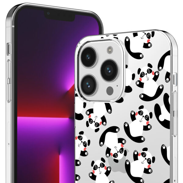 iPhone 13 Pro Max transparant telefoonhoesje met panda opdruk (2)