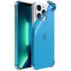 iPhone 13 Pro siliconen telefoonhoesje met stootrand transparant blauw (1)