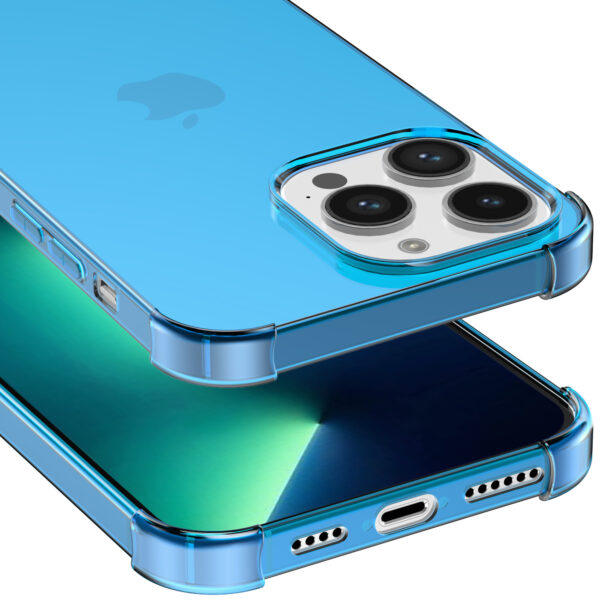 iPhone 13 Pro siliconen telefoonhoesje met stootrand transparant blauw (4)