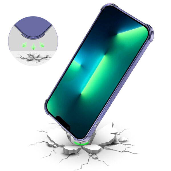 iPhone 13 Pro siliconen telefoonhoesje met stootrand transparant donker blauw (2)