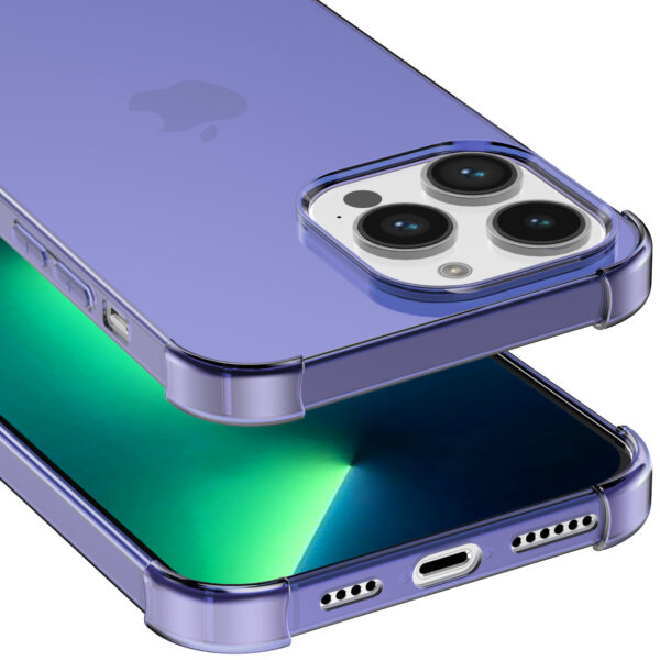 iPhone 13 Pro siliconen telefoonhoesje met stootrand transparant donker blauw (4)