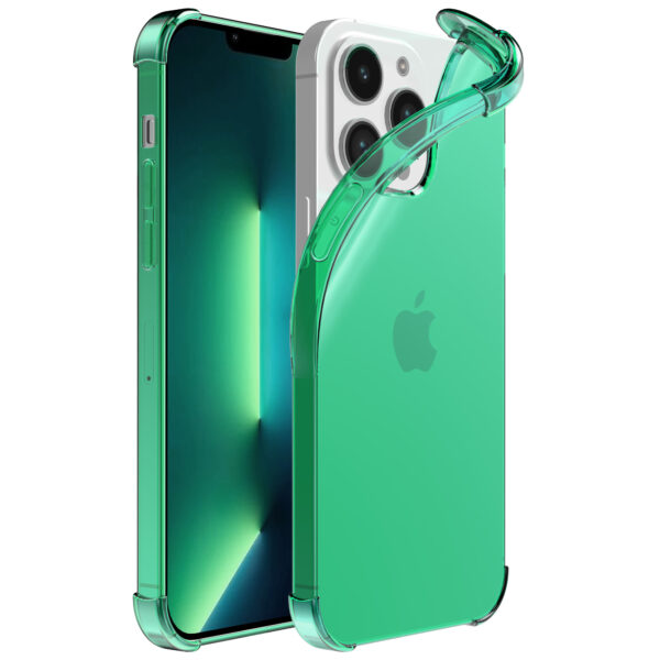 iPhone 13 Pro siliconen telefoonhoesje met stootrand transparant groen (1)