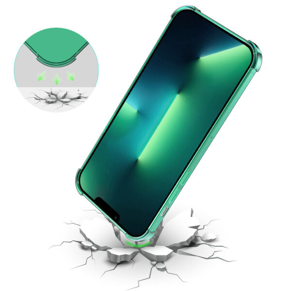 iPhone 13 Pro siliconen telefoonhoesje met stootrand transparant groen (2)