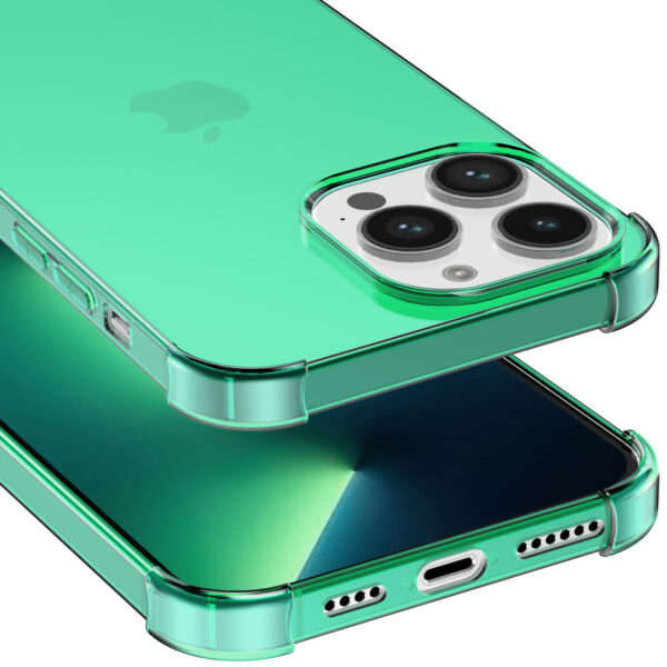 iPhone 13 Pro siliconen telefoonhoesje met stootrand transparant groen (4)