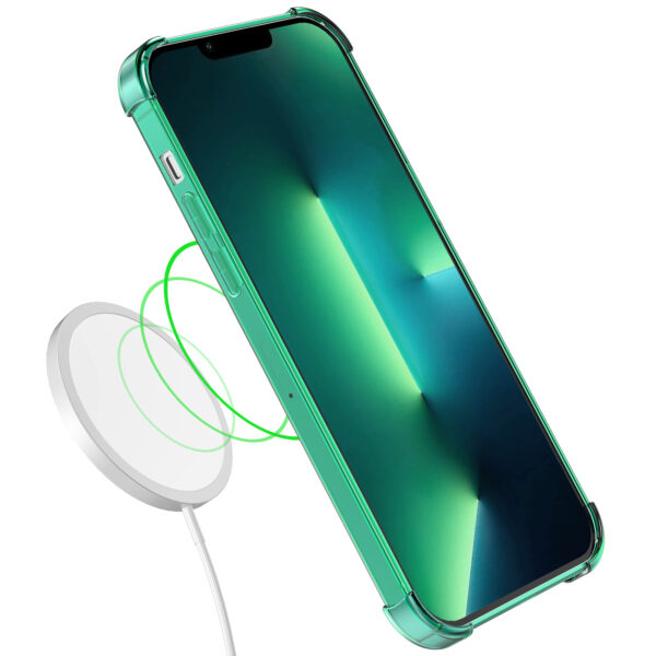 iPhone 13 Pro siliconen telefoonhoesje met stootrand transparant groen (5)