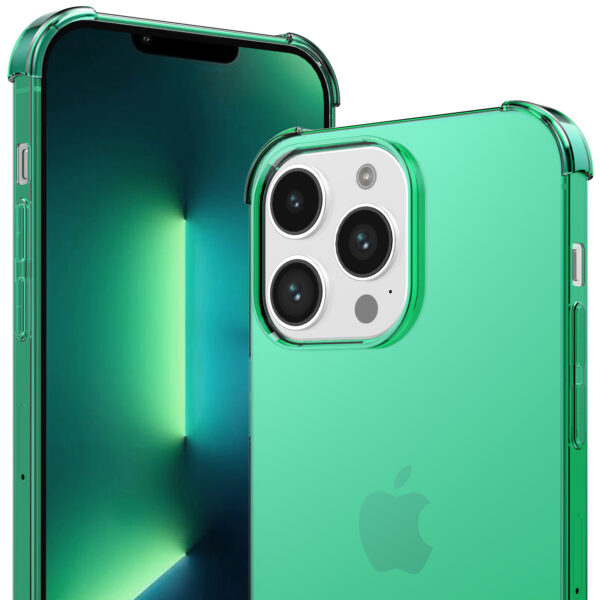 iPhone 13 Pro siliconen telefoonhoesje met stootrand transparant groen (6)