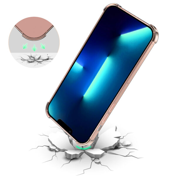 iPhone 13 Pro siliconen telefoonhoesje met stootrand transparant licht roze (2)