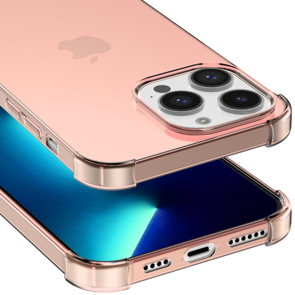 iPhone 13 Pro siliconen telefoonhoesje met stootrand transparant licht roze (4)