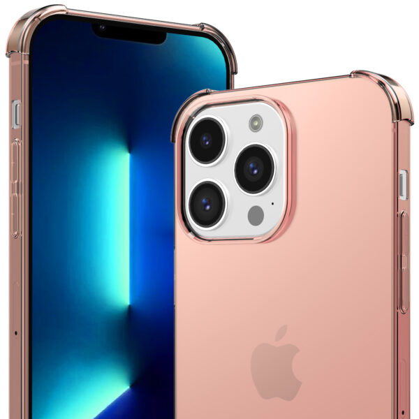 iPhone 13 Pro siliconen telefoonhoesje met stootrand transparant licht roze (6)