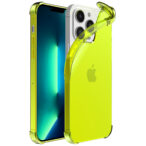 iPhone 13 Pro siliconen telefoonhoesje met stootrand transparant neon geel (1)