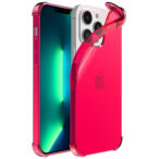 iPhone 13 Pro siliconen telefoonhoesje met stootrand transparant neon roze (1)