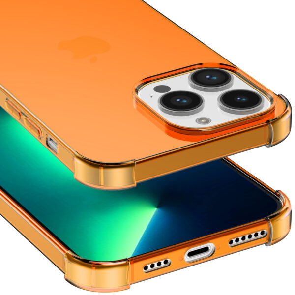 iPhone 13 Pro siliconen telefoonhoesje met stootrand transparant oranje (4)