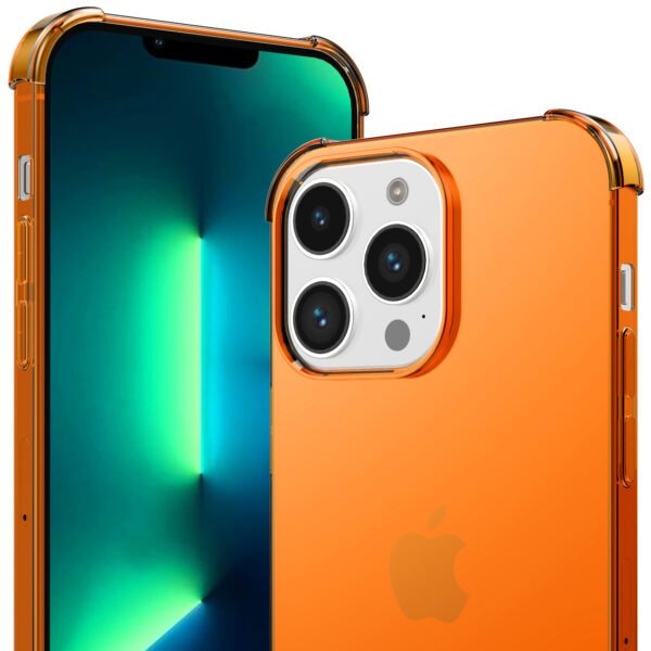 iPhone 13 Pro siliconen telefoonhoesje met stootrand transparant oranje (6)