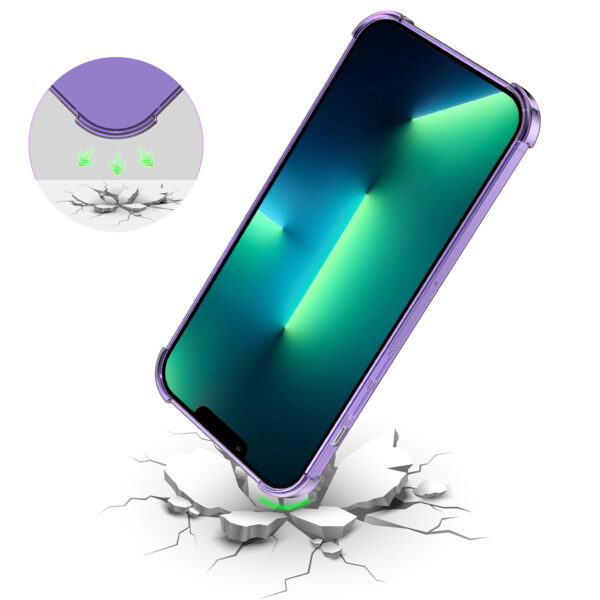 iPhone 13 Pro siliconen telefoonhoesje met stootrand transparant paars (2)