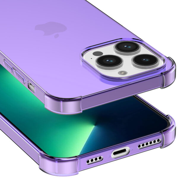 iPhone 13 Pro siliconen telefoonhoesje met stootrand transparant paars (4)