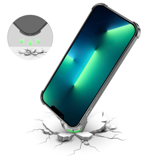 iPhone 13 Pro siliconen telefoonhoesje met stootrand transparant zwart (2)