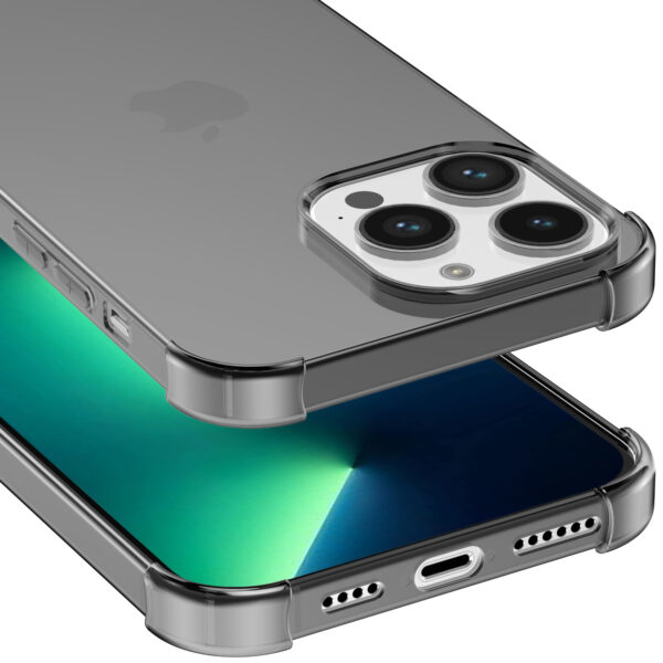 iPhone 13 Pro siliconen telefoonhoesje met stootrand transparant zwart (4)