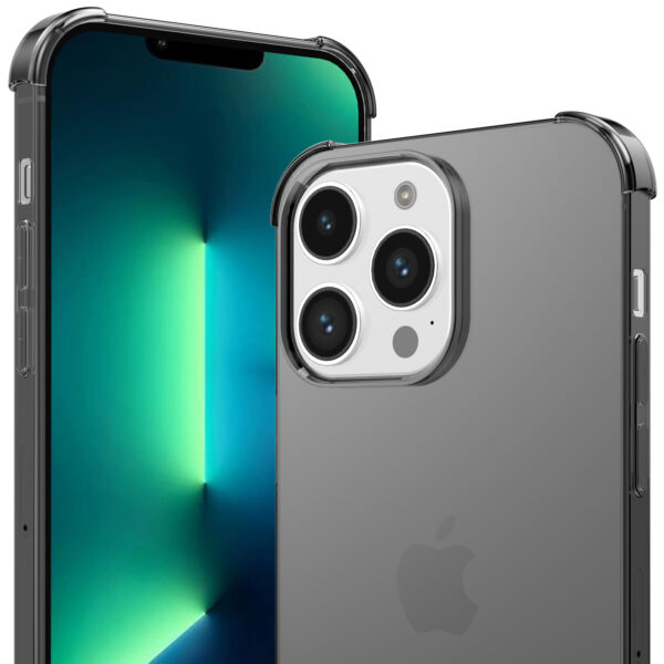 iPhone 13 Pro siliconen telefoonhoesje met stootrand transparant zwart (6)