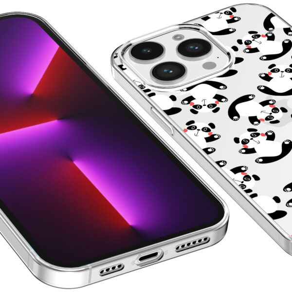 iPhone 13 Pro transparant telefoonhoesje met panda opdruk (3)