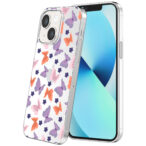 iPhone 13 transparant telefoonhoesje met paars roze oranje vlinder opdruk (1)
