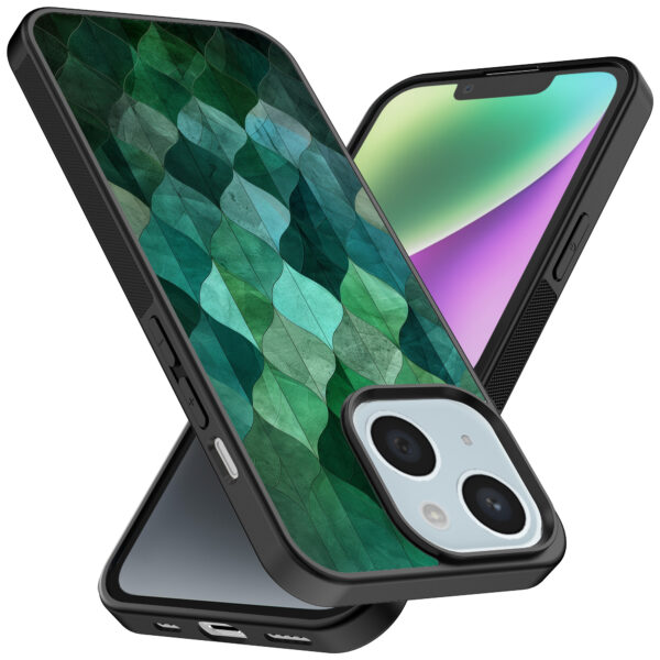 iPhone 14 Plus telefoonhoesje met groene bladeren opdruk (2)