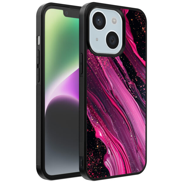 iPhone 14 Plus telefoonhoesje met paars roze marmer opdruk (1)
