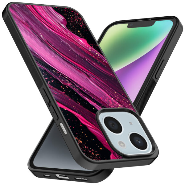 iPhone 14 Plus telefoonhoesje met paars roze marmer opdruk (2)