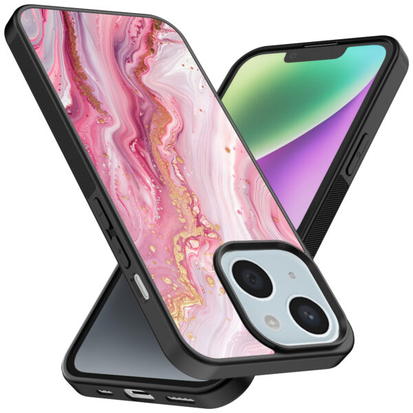 iPhone 14 Plus telefoonhoesje met roze marmer opdruk (2)