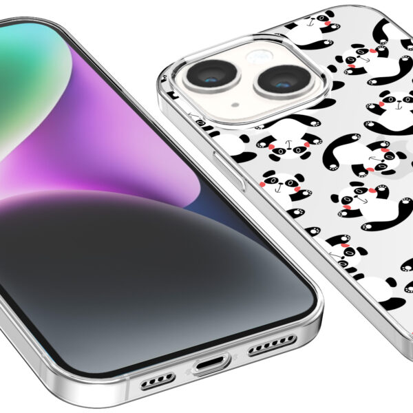 iPhone 14 Plus transparant telefoonhoesje met panda opdruk (3)
