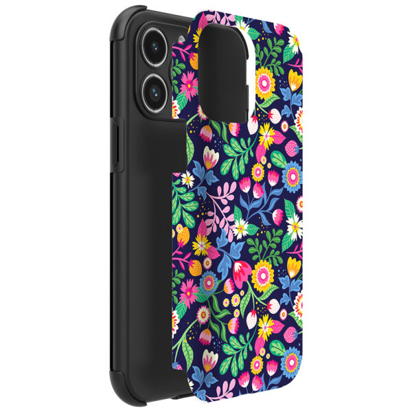 iPhone 14 Pro Max telefoonhoesje met sterke bumper rand en bloemen opdruk (2)