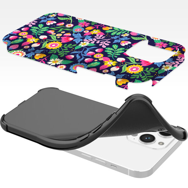 iPhone 14 Pro Max telefoonhoesje met sterke bumper rand en bloemen opdruk (6)
