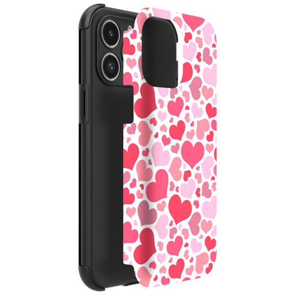 iPhone 14 Pro Max telefoonhoesje met sterke bumper rand en hartjes opdruk (2)