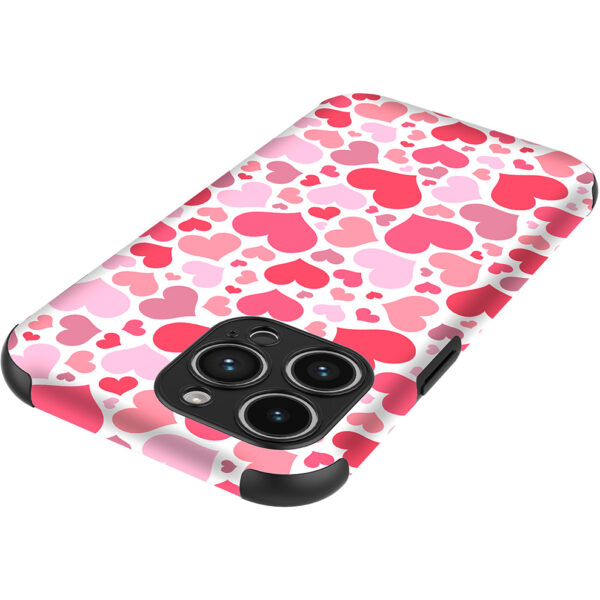 iPhone 14 Pro Max telefoonhoesje met sterke bumper rand en hartjes opdruk (4)