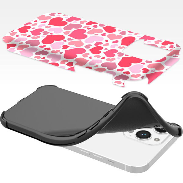 iPhone 14 Pro Max telefoonhoesje met sterke bumper rand en hartjes opdruk (6)