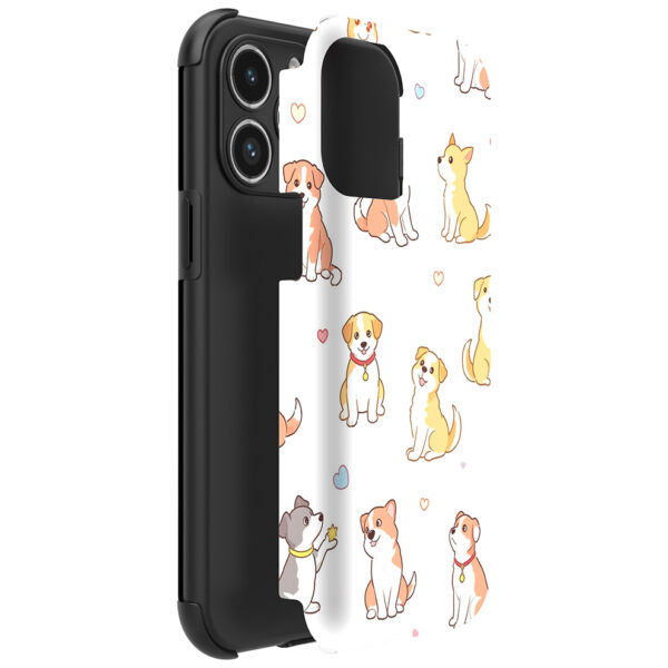 iPhone 14 Pro Max telefoonhoesje met sterke bumper rand en honden opdruk (2)
