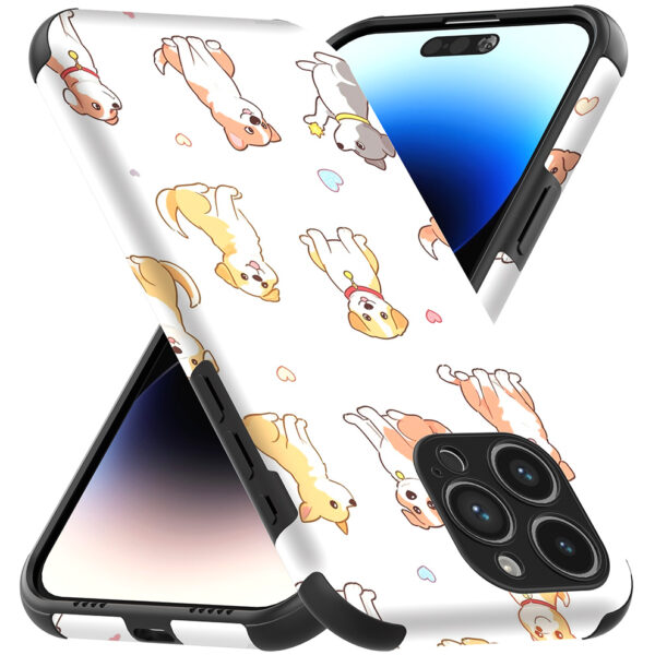 iPhone 14 Pro Max telefoonhoesje met sterke bumper rand en honden opdruk (3)