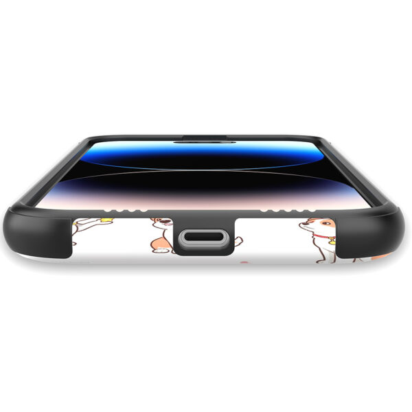 iPhone 14 Pro Max telefoonhoesje met sterke bumper rand en honden opdruk (5)