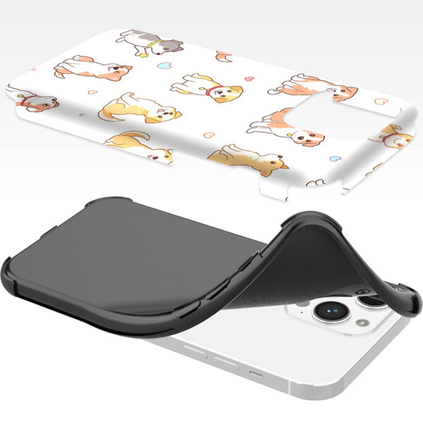 iPhone 14 Pro Max telefoonhoesje met sterke bumper rand en honden opdruk (6)