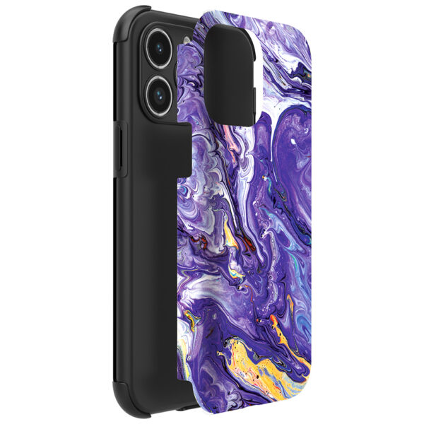 iPhone 14 Pro Max telefoonhoesje met sterke bumper rand en paars marmer opdruk (2)
