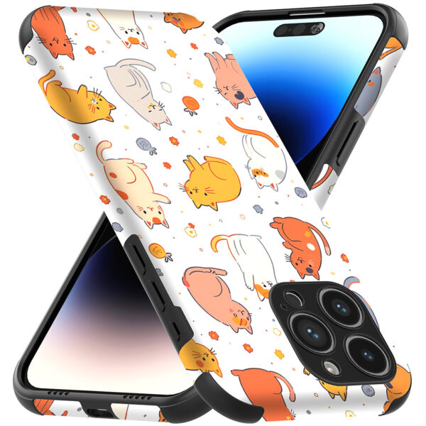iPhone 14 Pro Max telefoonhoesje met sterke bumper rand en poezen opdruk (3)