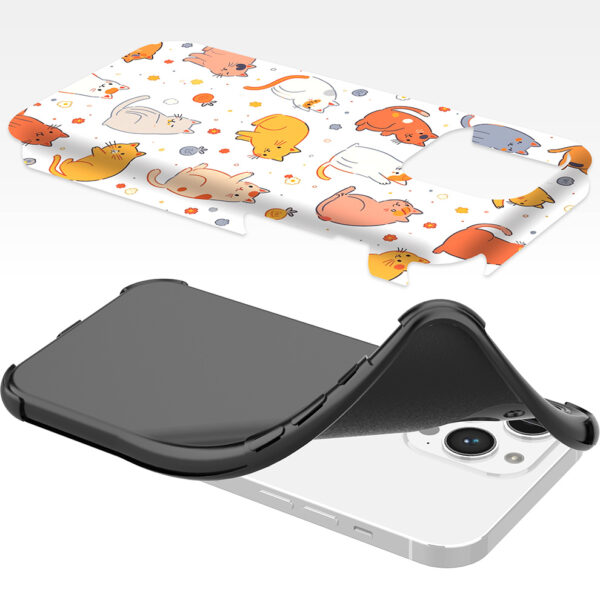 iPhone 14 Pro Max telefoonhoesje met sterke bumper rand en poezen opdruk (6)