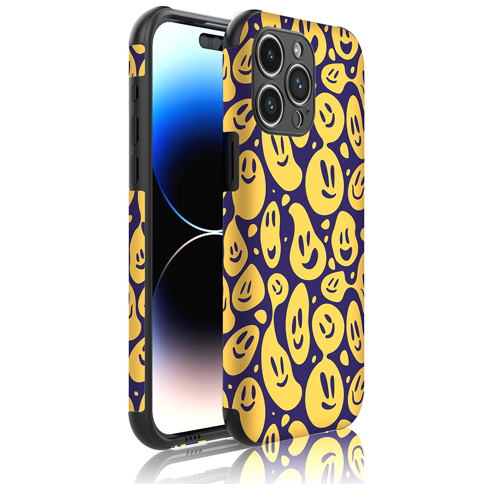 iPhone 14 Pro Max telefoonhoesje met sterke bumper rand en smiley opdruk (1)