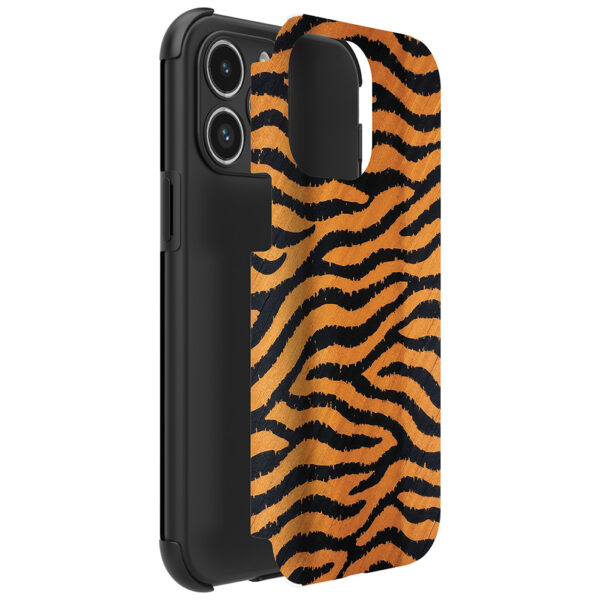iPhone 14 Pro Max telefoonhoesje met sterke bumper rand en tijger en panter opdruk (2)